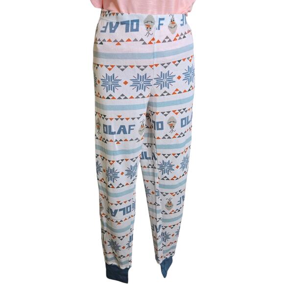 Disney Womens Lounge Pants XL Olaf Frozen Waffle Knit MJC‎ Intl Cartoon PJ Comfy - Picture 1 of 7